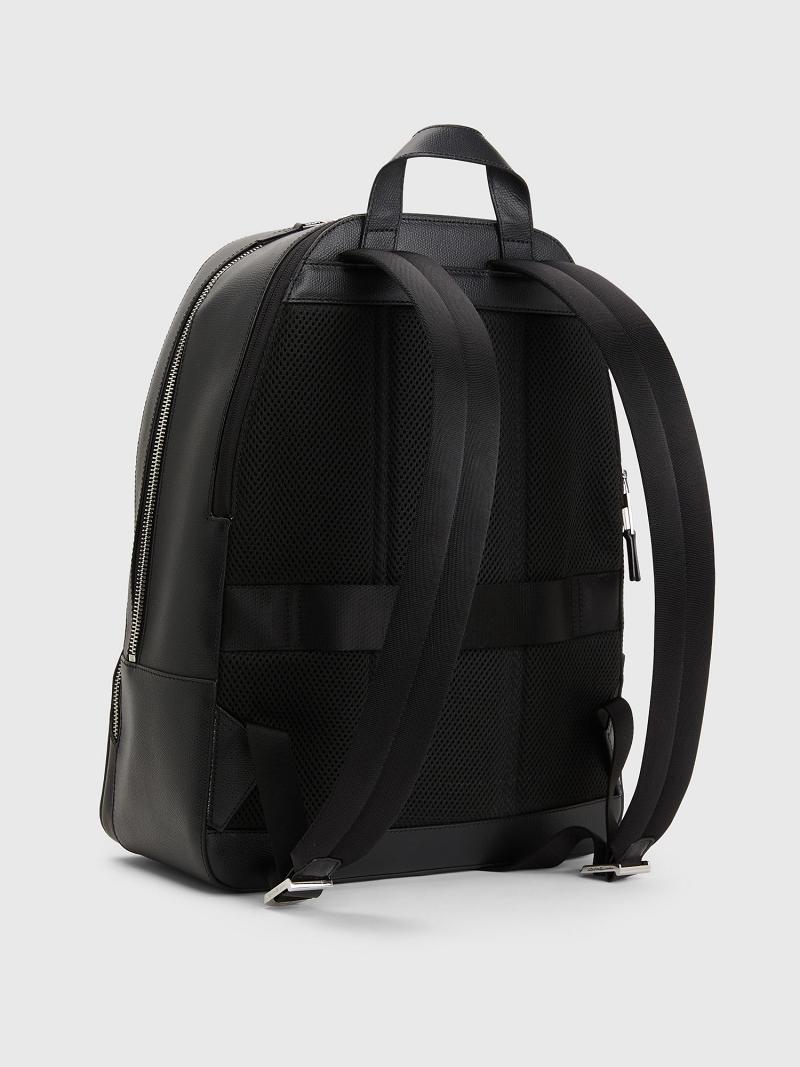 Férfi Tommy Hilfiger City Bőr Backpack Táska Fekete | HU 1478CTV